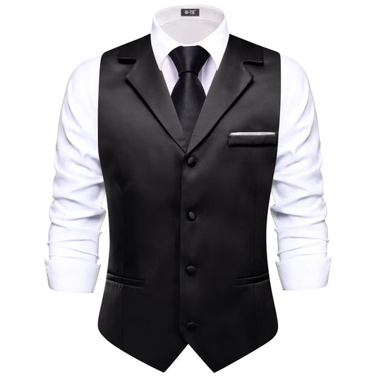 Men's Vest with Tie V-Neck Jacquard Waistcoat for Tuxedo Business Party