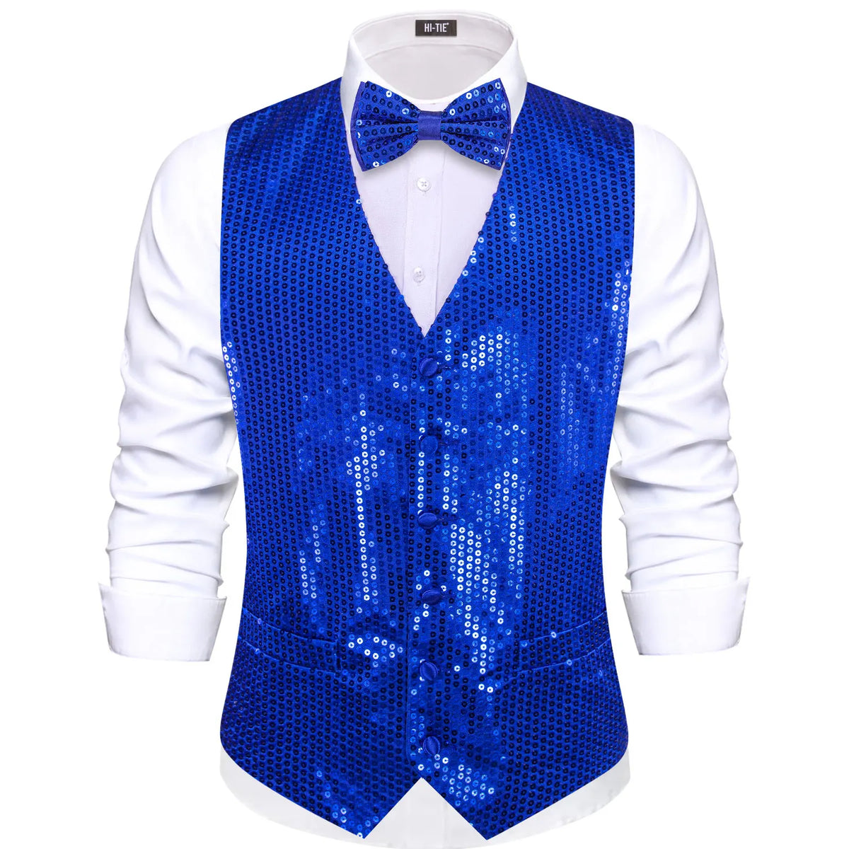 Men's Sequin Suit Vest with Bow Tie Set for Weddings and Formal Events