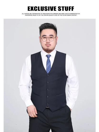 Men's Suit Vest Plus Size Single-Breasted Waistcoat Black Smart Casual Wedding Business