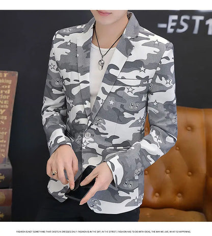 2025 British Light Mature Style High-End Camouflage Small Suit Jacket for Men, Trendy, Cool and Casual Formal Single Suit