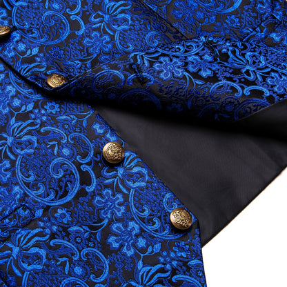 Men's Suit Vest Set with Tie Hanky and Cufflinks – Royal Red Paisley Waistcoat for Wedding and Business