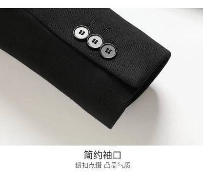 Blazer Men Smart Casual Stand Collar Korean Style Black Business Coat