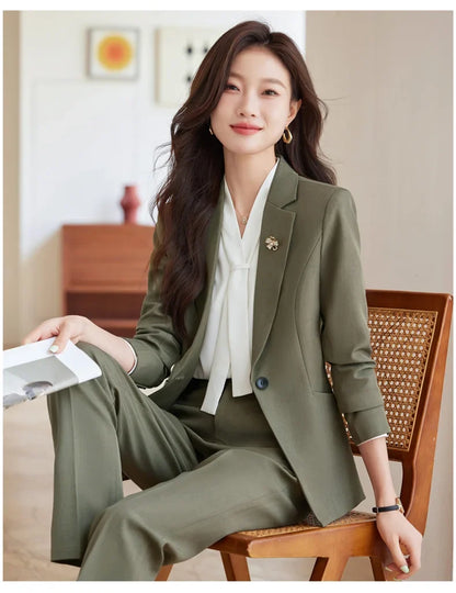 2026 Professional Womens Autumn and Winter New Two-Piece Long-Sleeved Suit + Trousers. Fashion Boutique Suit