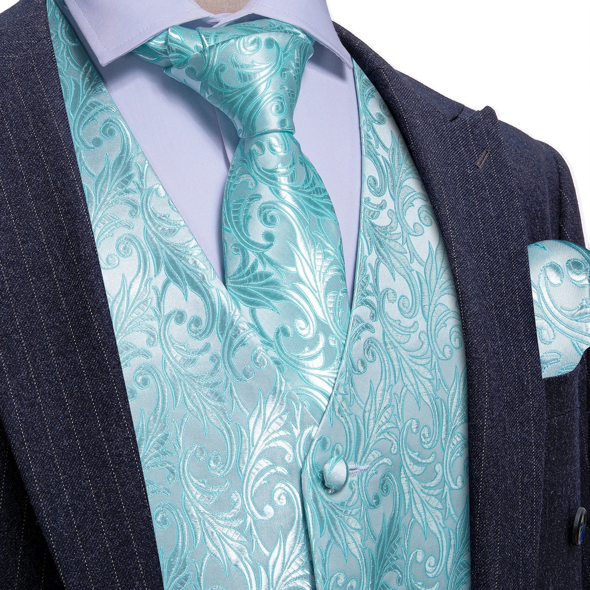 Men's Suit Vest with Matching Tie | Jacquard Paisley Waistcoat for Weddings & Formal Events
