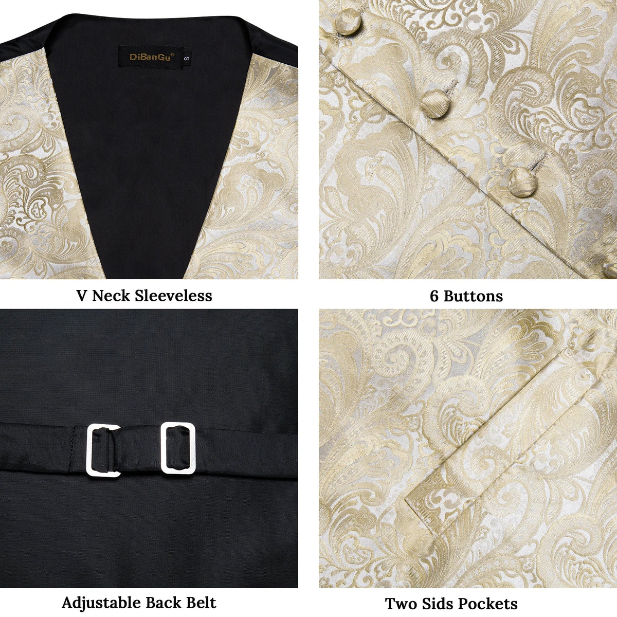 Men's Suit Vest Bow Tie Set – Formal Waistcoat with Necktie and Pocket Square for Weddings