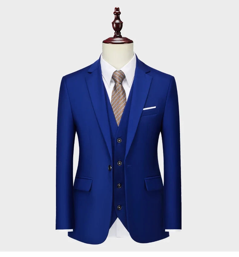 Men's Three-Piece Suit – Slim Fit Wedding & Business Formal Suit with Vest and Trousers