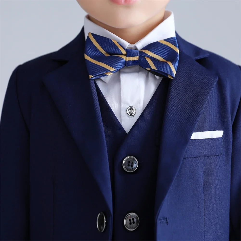 Boys 4-Piece Formal Suit Set for Weddings, Parties & Special Occasions – Navy & Black