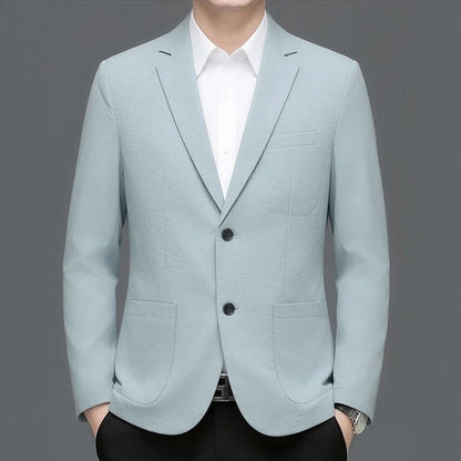 Men's Smart Casual Single-Breasted Collarless Blazer for Spring and Autumn