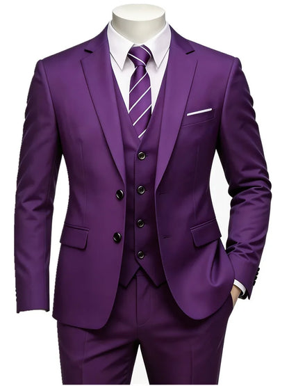Classic Men'S 3Piece Suit Set, Consisting of a Suit Jacket, Vest, And Trousers. Suitable for Weddings, Business, Evening Parties