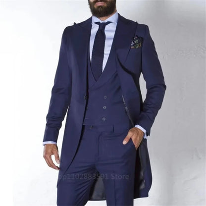 Men's 3-Piece Suit Set Single Breasted Peak Lapel Blazer for Weddings & Business