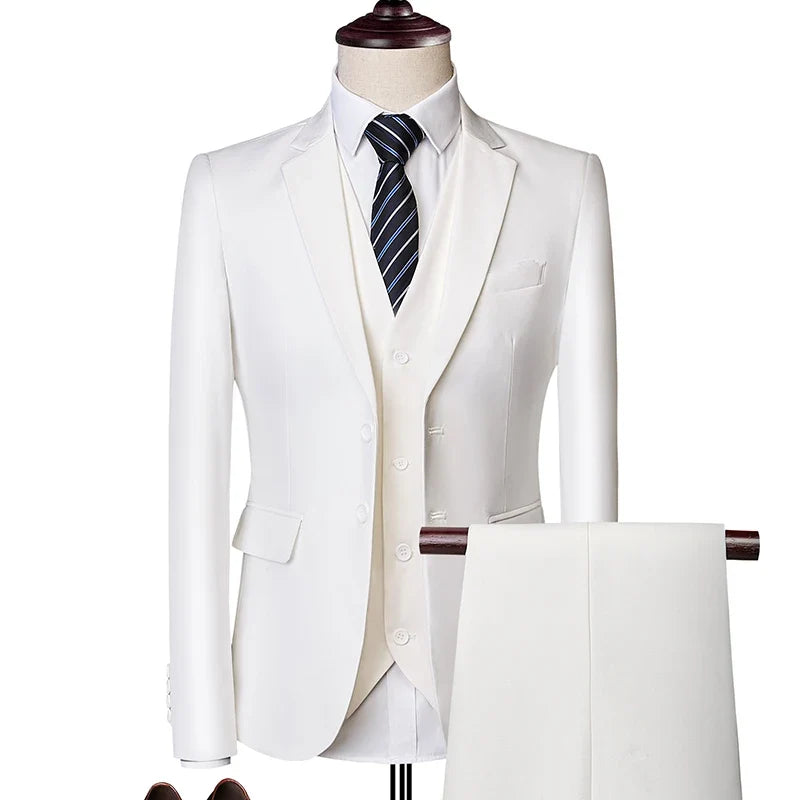 Men's Three-Piece Suit – Slim Fit Wedding & Business Formal Suit with Vest and Trousers