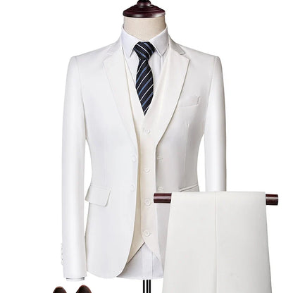 Men's Three-Piece Suit – Slim Fit Wedding & Business Formal Suit with Vest and Trousers