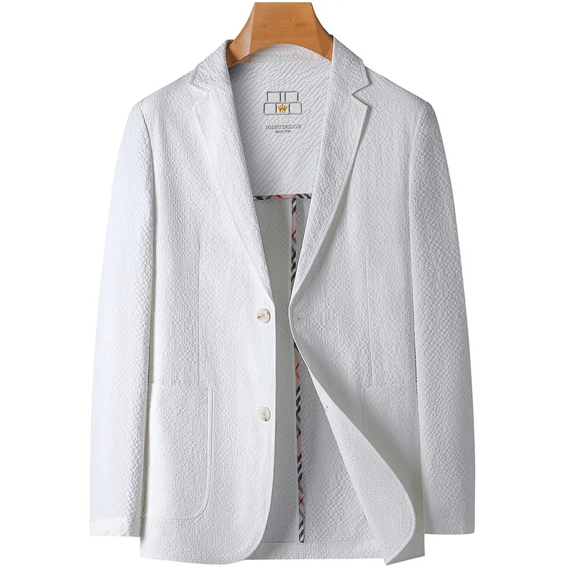 2026 Sun Protection Lightweight Blazer - Fashionable Business Outdoor Travel Wedding Casual Korean Men's Bubble Weave Blazer