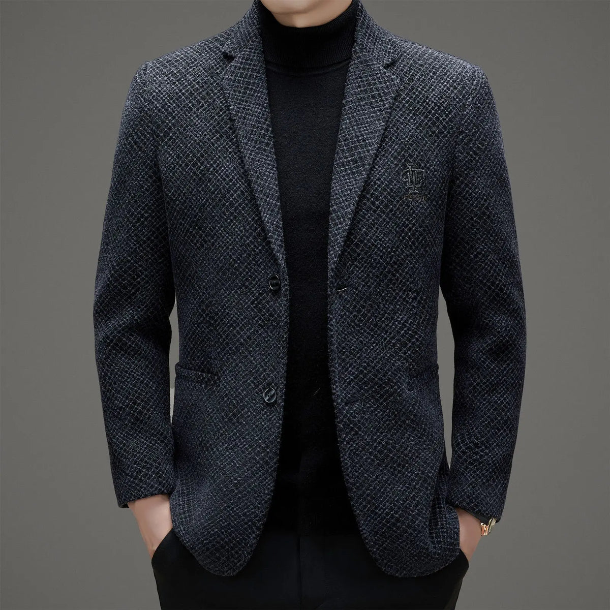 Men's Autumn Winter Thickened Business Casual Blazer Jacket Middle Aged Warm Outerwear