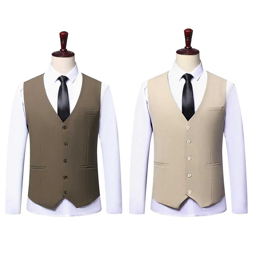 Men's Plus Size Vest Checkered Single Breasted Waistcoat for Wedding Groom Groomsmen