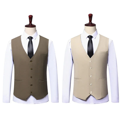 Men's Plus Size Vest Checkered Single Breasted Waistcoat for Wedding Groom Groomsmen