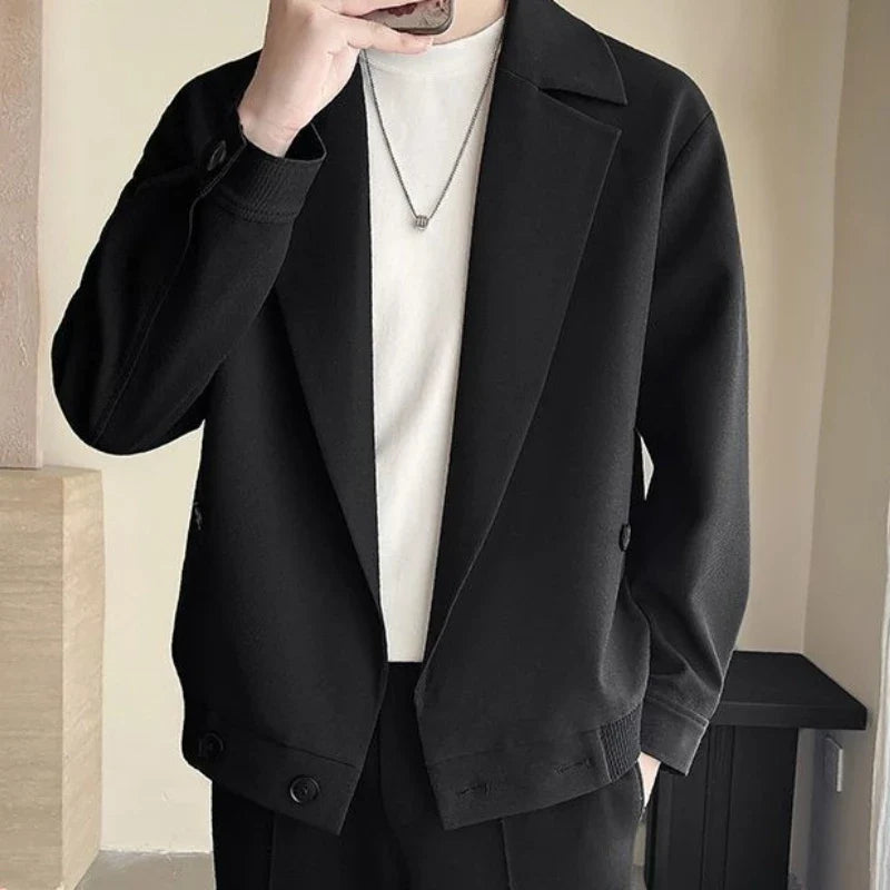 TikTok Trend Men's Autumn Designer Cropped Blazer High-End Casual Jacket Fashion Short Suit Outerwear