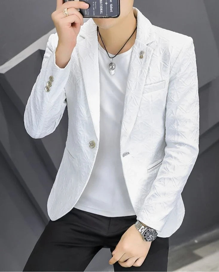 Men's Slim Fit Blazer – Single Button Casual Suit Jacket for Autumn & Winter