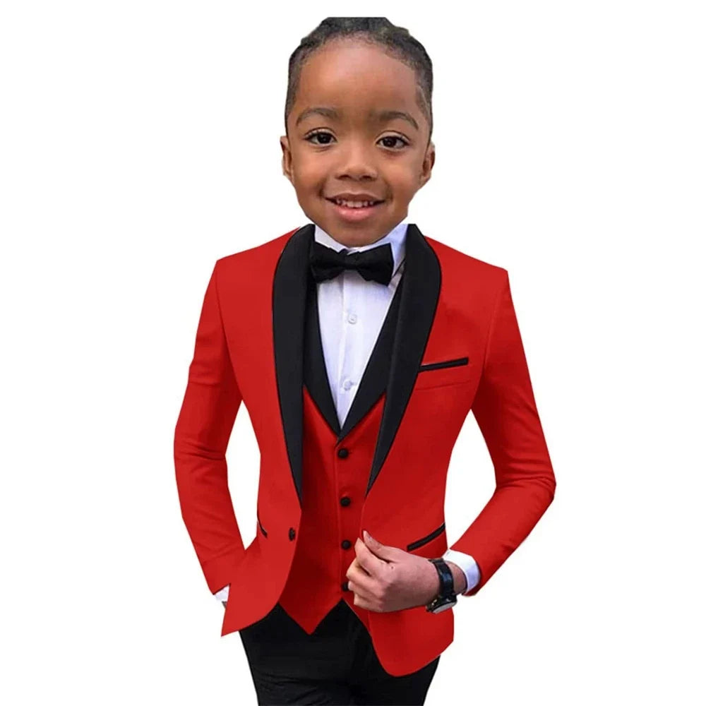 Boys 3-Piece Slim Fit Suit Set for Kids Wedding Prom and Formal Occasions