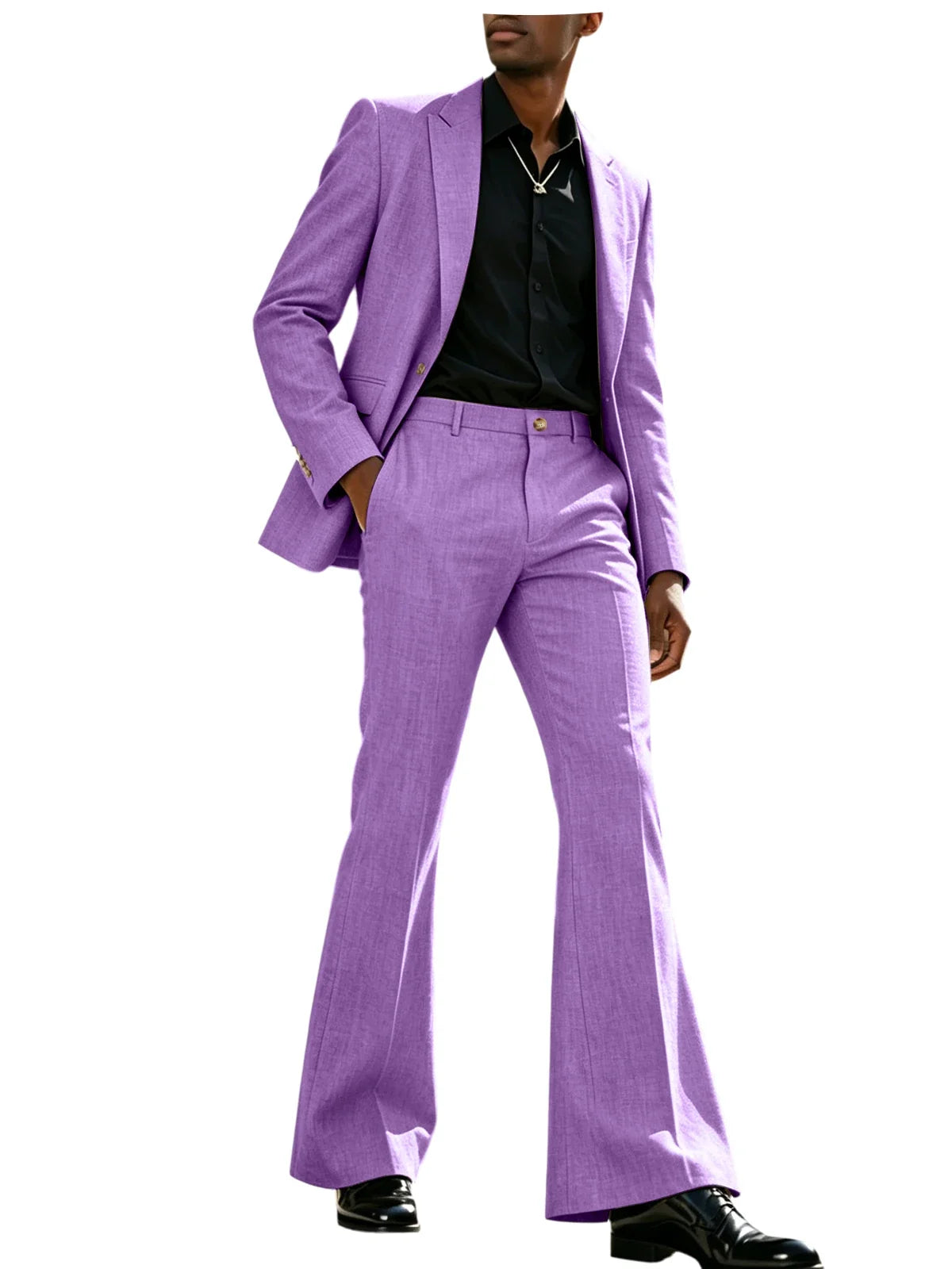 Men's 2-Piece Retro Flare Suit – Slim Fit Bell Bottom Blazer & Wide Leg Pants for Formal Occasions