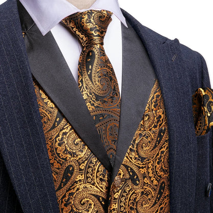 Men's Jacquard Paisley Vest Notched Lapel 3-Piece Set for Weddings & Formal Events – Purple
