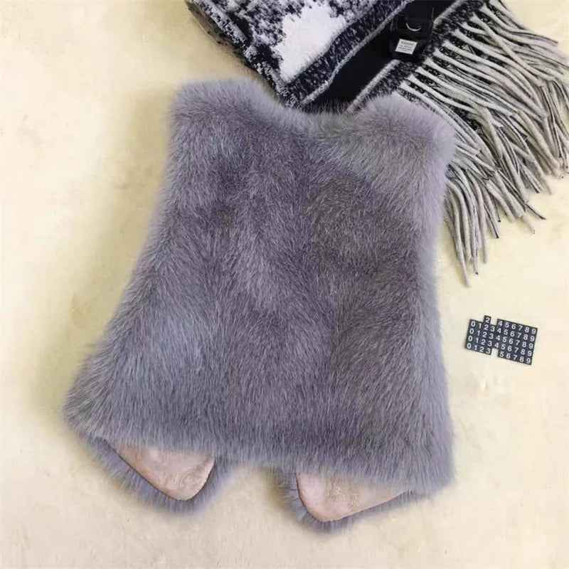Women Fur Vest New Autumn Winter Female Waistcoat Korean Warm White Black Pink Faux Fur Jacket Fashion Tank Top Sleeveless Coats