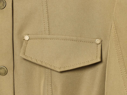 Fashion Women Slim Safari Blazer Jacket 2026 Stand Collar Long Sleeve Pocket Vintage Trench Coat Female Elegant Street Blazer