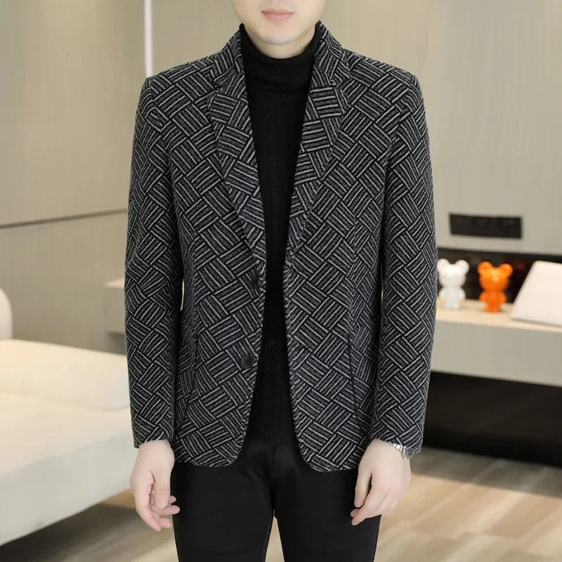 Blazer Autumn and Winter Men's Fashion Outdoor Travel Youth Wedding Slimming Casual Formal Wear with Cotton Warmth Blazer  2025