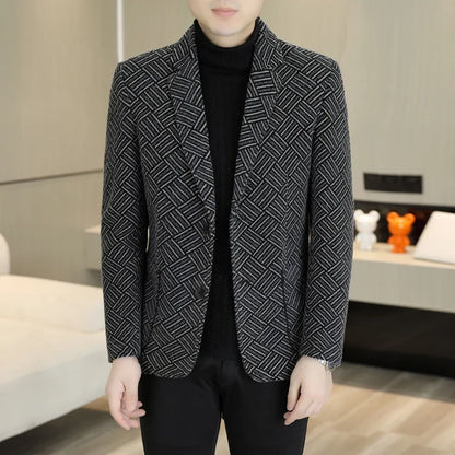 Blazer Autumn and Winter Men's Fashion Outdoor Travel Youth Wedding Slimming Casual Formal Wear with Cotton Warmth Blazer  2025