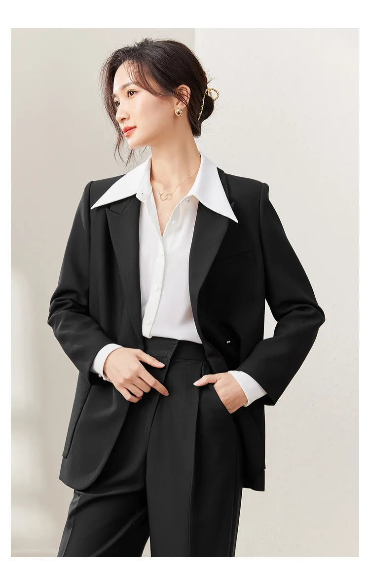 Black Blazer Suit Jacket Women 2026 Spring Fall Fashion Trend Elegant Office Ladies Work Wear Clothing 153XC3230X