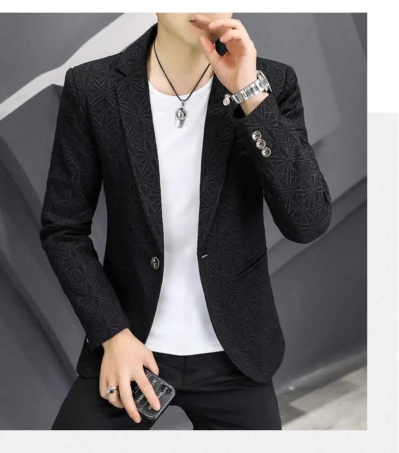 Men's Slim Fit Stand Collar Blazer | Smart Casual Single Breasted Jacket for Men | White, Black & Khaki