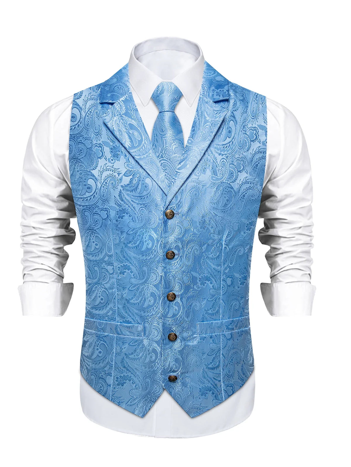 Men's Suit Vest & Tie Set – Paisley Jacquard Waistcoat for Weddings and Formal Occasions
