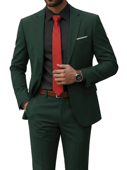 Hot Sale Man Suit Set 2 Pieces Jacket Pants Business Outfit Notched Lapel Casual Men's Regular Fit Tuxedo Wedding Guest Clothes