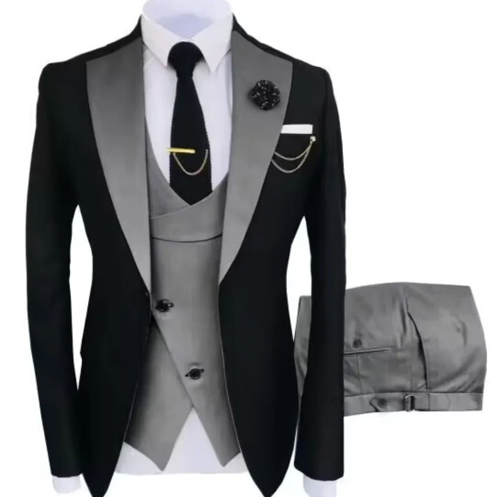 3-Piece Slim Fit Men's Suit Set for Wedding, Prom & Formal Occasions