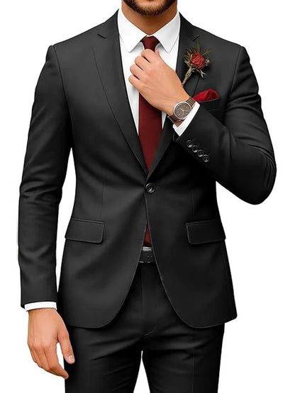 Men's 2-Piece Velour Suit – Slim Fit Blazer and Pants for Wedding, Prom & Formal Occasions