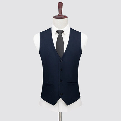 Men's High-End Wool Suit Three-Piece Set Business Casual Fashion Tencel Vest Trousers Bridegroom Wedding Dress