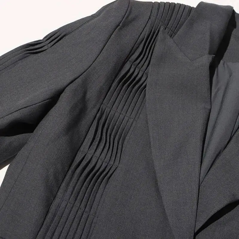 Women Blazer Turn-down Collar Single Button Pleated High-end Elegant Fashion Jacket Office Lady Ins Coat New Spring HK11499