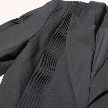 Women Blazer Turn-down Collar Single Button Pleated High-end Elegant Fashion Jacket Office Lady Ins Coat New Spring HK11499