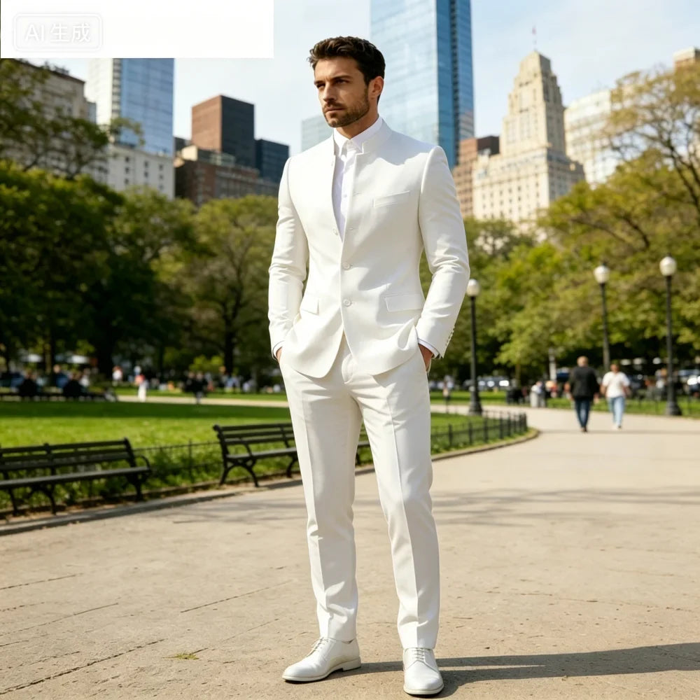 Men's Solid Color Business Terno Casual Workwear British Style Wedding Suit Performance Casual Male Suits Fashion
