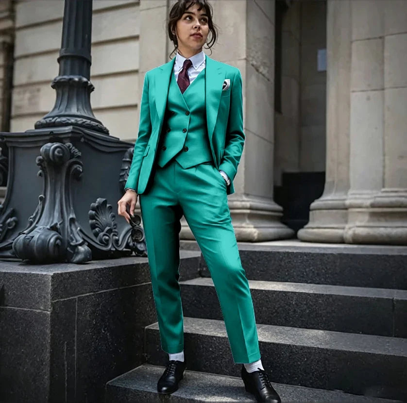 Powerful Black Women 3 Piece Suit Classic Single Breasted Jacket Vest Pants Set Elegant Office Business Formal Lady Outerwears