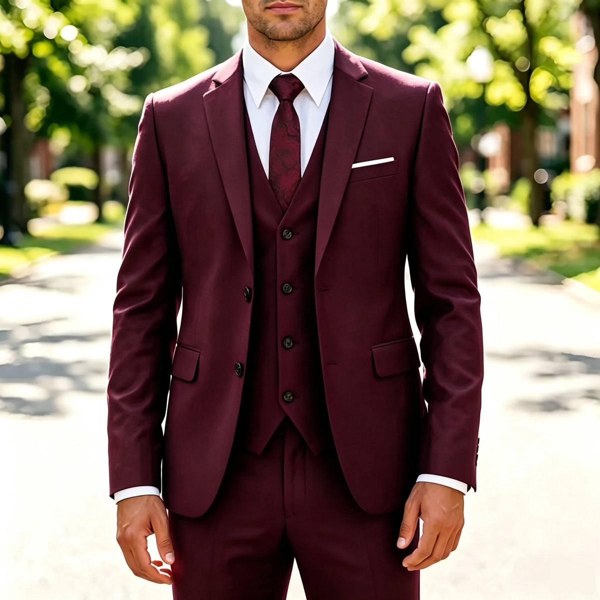 Costume Homme Slim 3 Pièces Blazer Gilet et Pantalon Ensemble de Smoking Élegant de Haute Qualité Robe de Mariage Affaires
