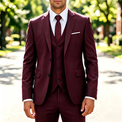 Costume Homme Slim 3 Pièces Blazer Gilet et Pantalon Ensemble de Smoking Élegant de Haute Qualité Robe de Mariage Affaires