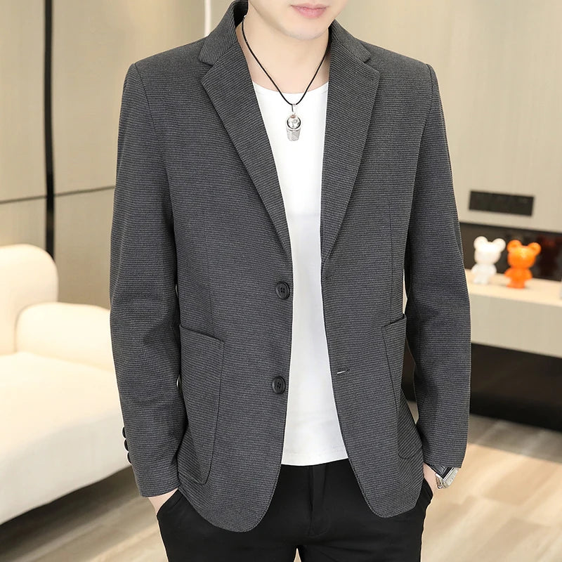 Blazer Men Business Gentleman Leisure Korean Wedding Fashion Trend, Slimming, Versatile, High-end Casual, High-end Woolen Blazer