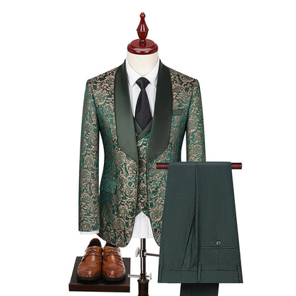 Men's Three-Piece Wedding Suit – Slim Fit British Style Formal Set for Groom