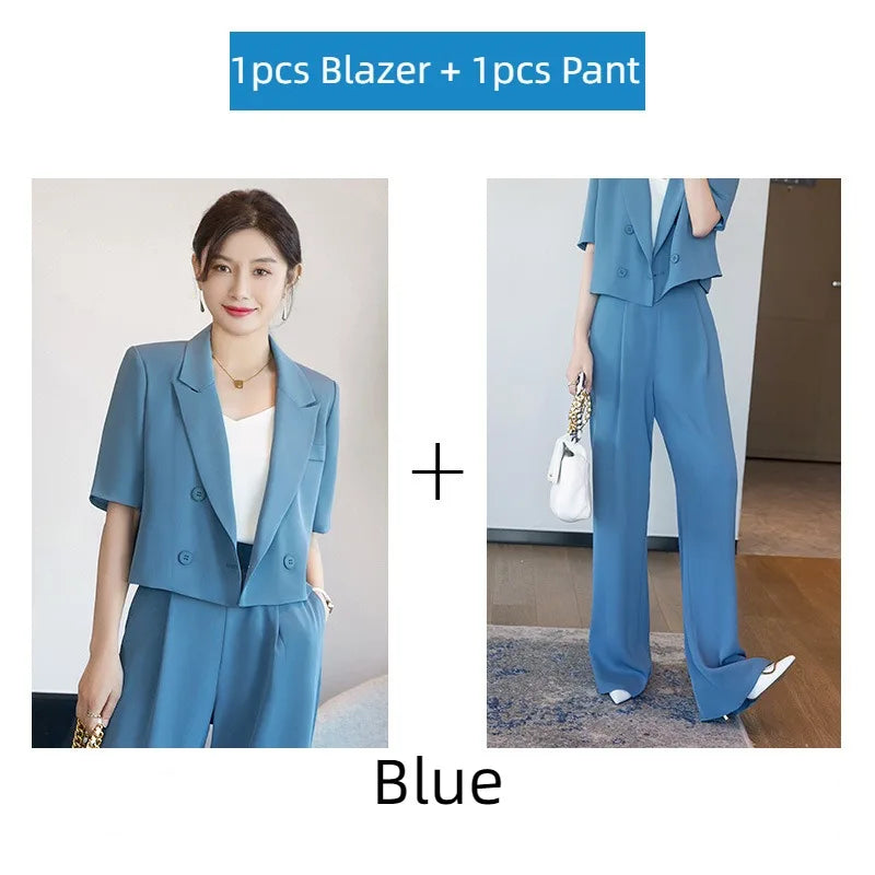 Blazer Short Suit Small Workplace Commuting Temperament Thin Suit Summer Button Suit OL Work Clothes Pant Sets