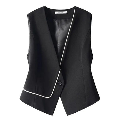 Black Office Suit Vest Jacket Women Clothing 2026 New Korean Sleeveless Jacket Coat Casual Waistcoat Feminine Waistcoat Tops