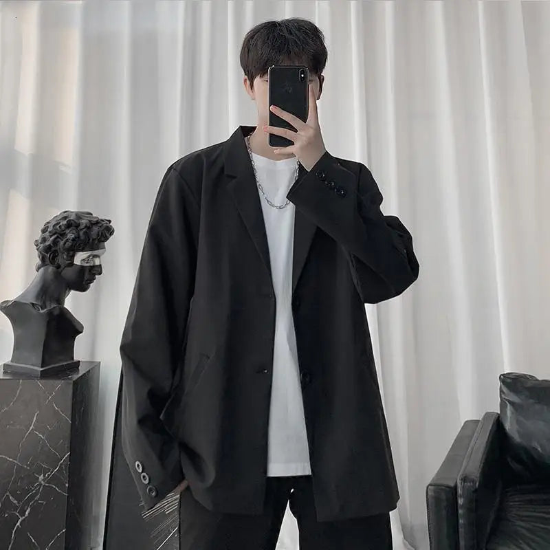 Men Korean Style Casual Blazer 2026 Spring Autumn Wrinkle Free Trendy Ins Couple Jacket Fashion Suit Coat