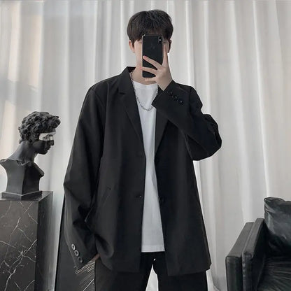 Men Korean Style Casual Blazer 2026 Spring Autumn Wrinkle Free Trendy Ins Couple Jacket Fashion Suit Coat