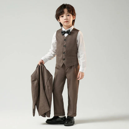 Txjojn Plus Size Kids Tuxedo 4 Pieces,Formal Handsome Boys Suits Party Wear,Notched Lapel Children's Fashionable Suit Set
