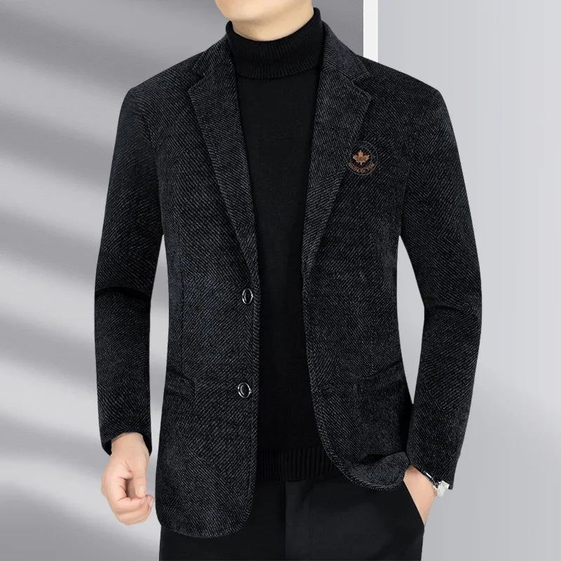 Blazer Men's Business Gentleman Wedding Fashionable Solid Color Best Man, Slimming and Casual Middle-aged and Elderly Blazer